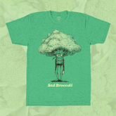 Sad Broccoli T-Shirt - Hand-Printed on Organic Cotton/Poly Blend